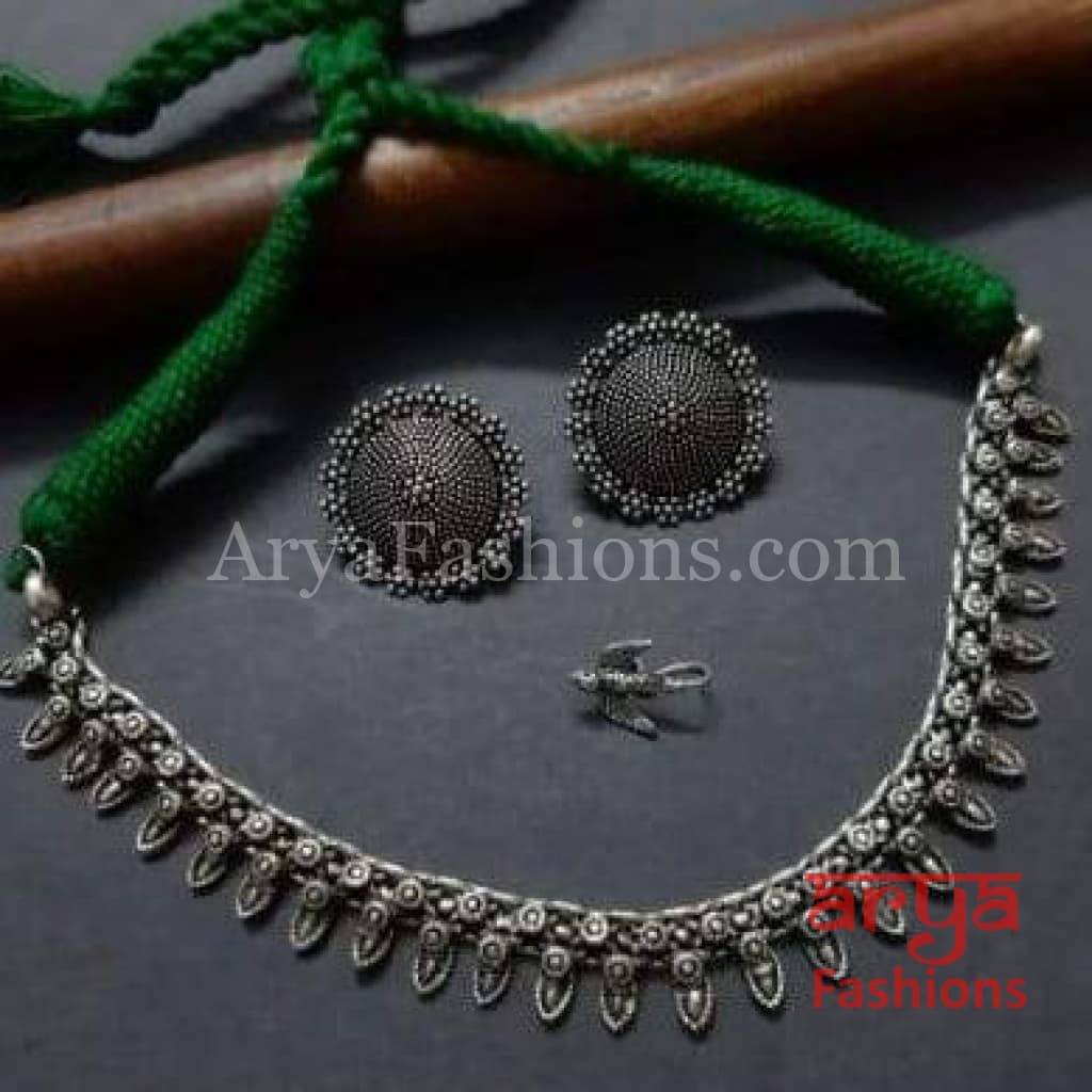 Kolhapuri Oxidized Silver Necklace set