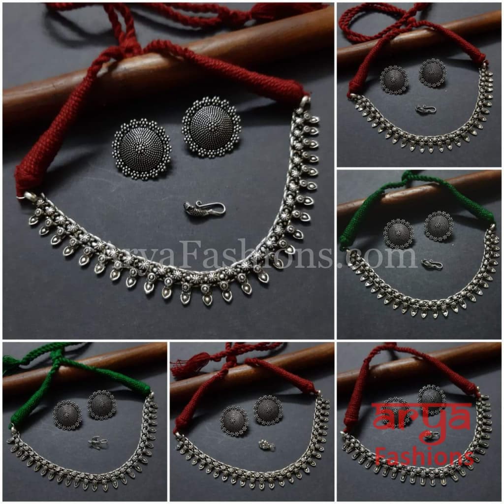 Kolhapuri Oxidized Silver Necklace set