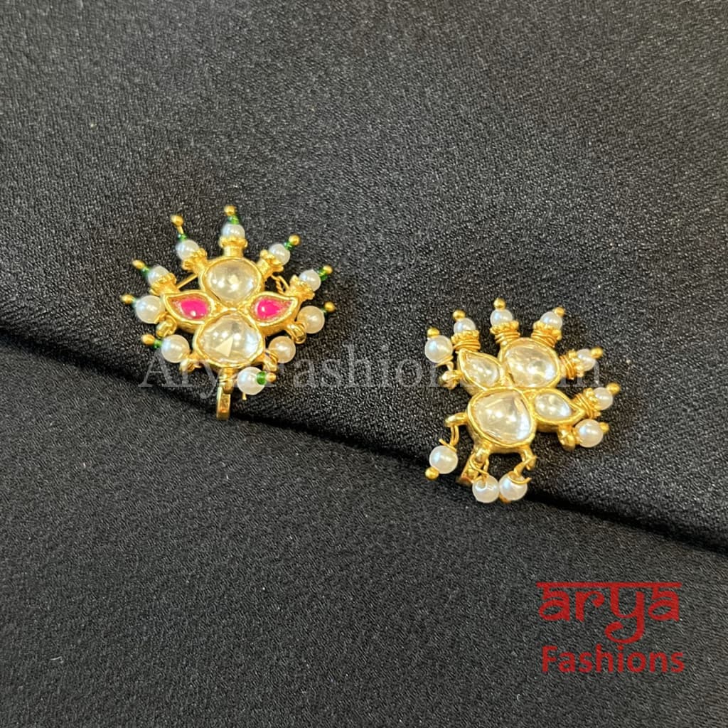Kundan Nose Clip/ CZ non piercing nose ring/ Bridal Pin
