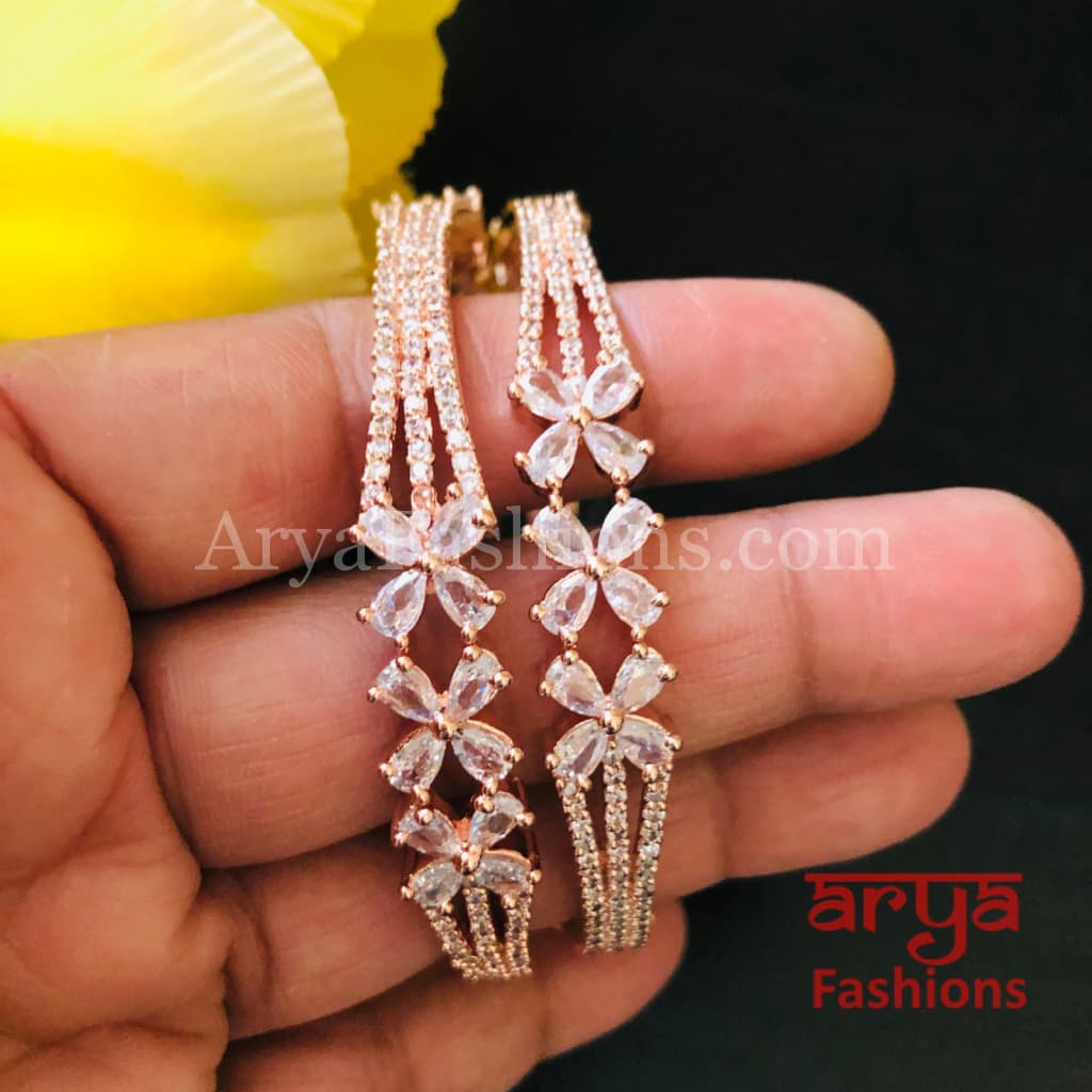 Mahia Rose Gold CZ Designer Bangles