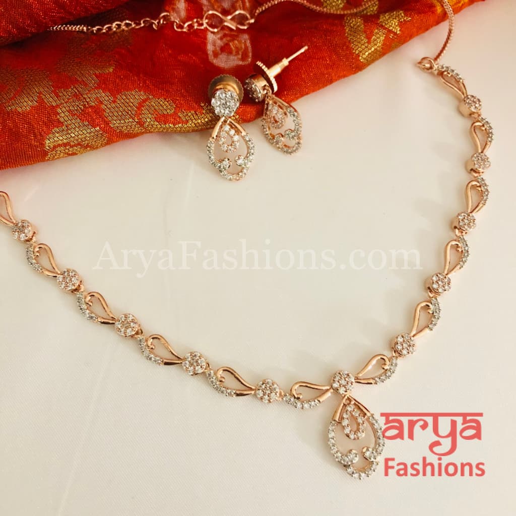 Mehak Bridal CZ Wedding Necklace with drop Earrings