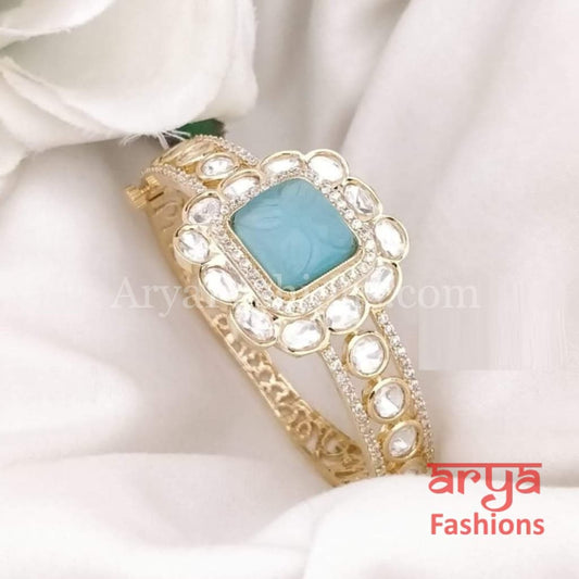 Ruby Emerald Golden Jadau Bracelet Kundan stones – AryaFashions