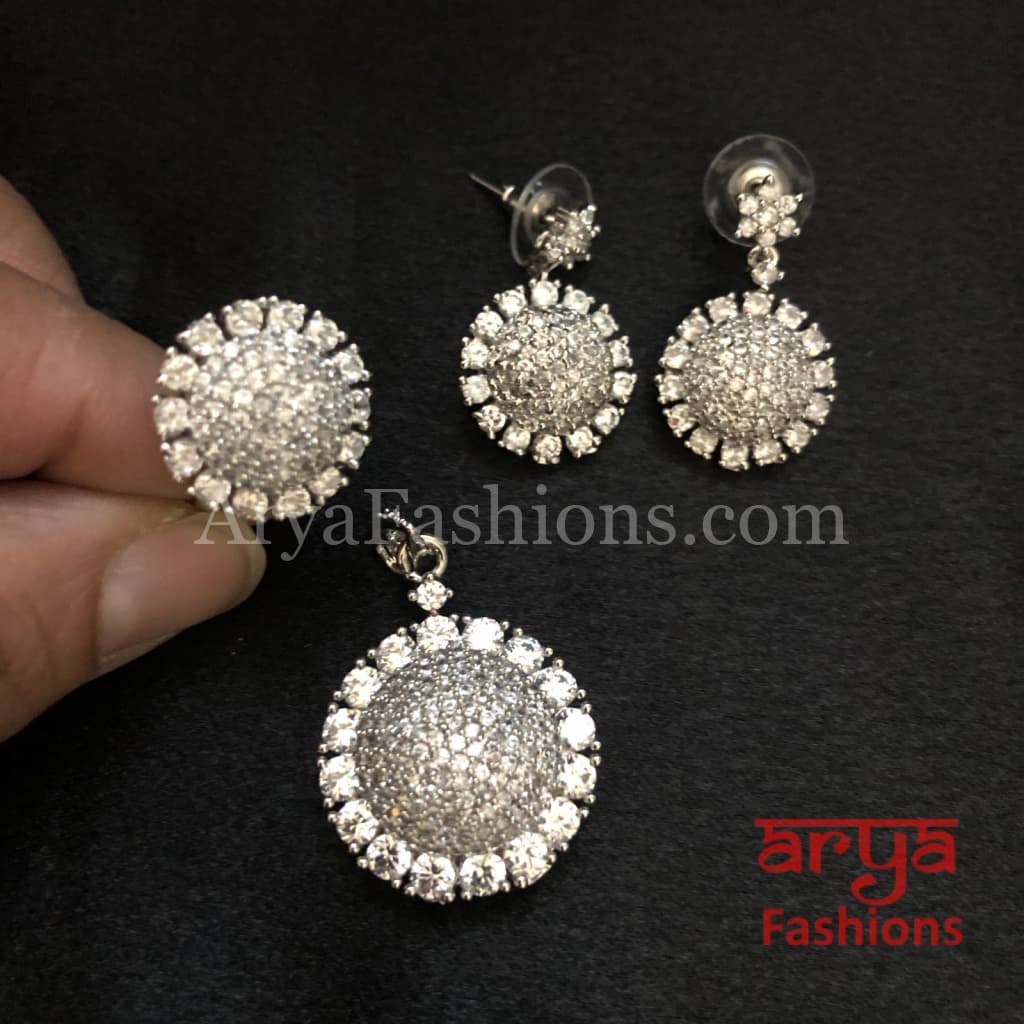 Naina CZ Pendant Set with Ring and Earrings
