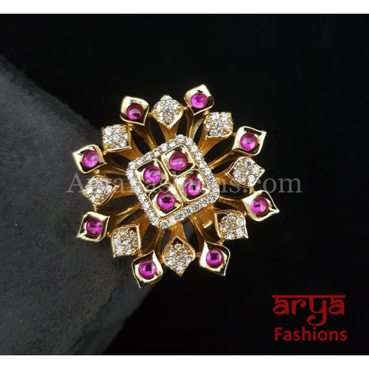 Navya CZ Kundan Jadau Bridal Statement Ring