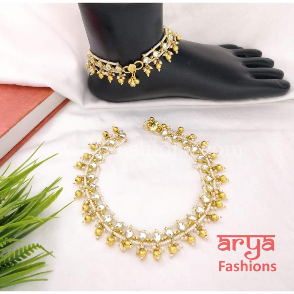 Pacchi Kundan Payal/Rajwadi Anklet/Bridal Anklets/Indian Payal