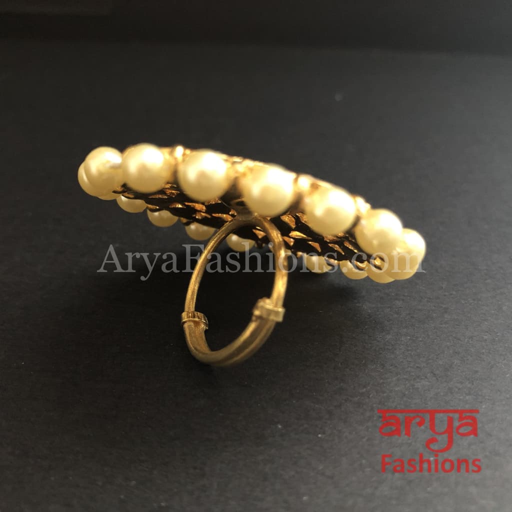Rajwadi Kundan Jadau Bridal Ring/ Bollywood Statement Ring
