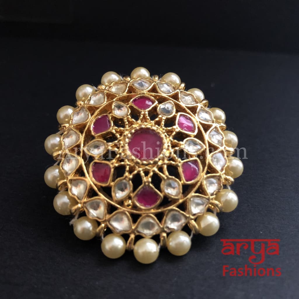 Rajwadi Kundan Jadau Bridal Ring/ Bollywood Statement Ring
