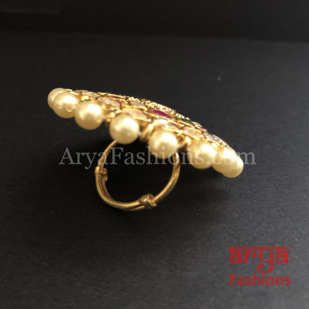 Rajwadi Kundan Jadau Bridal Ring/ Bollywood Statement Ring