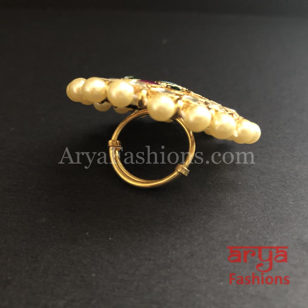 Rajwadi Kundan Jadau Bridal Ring/ Bollywood Statement Ring