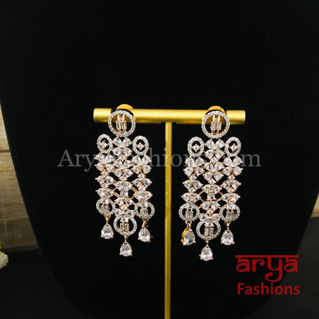 Rose Gold CZ Bridal Choker/ Golden Cubic Zirconia Necklace