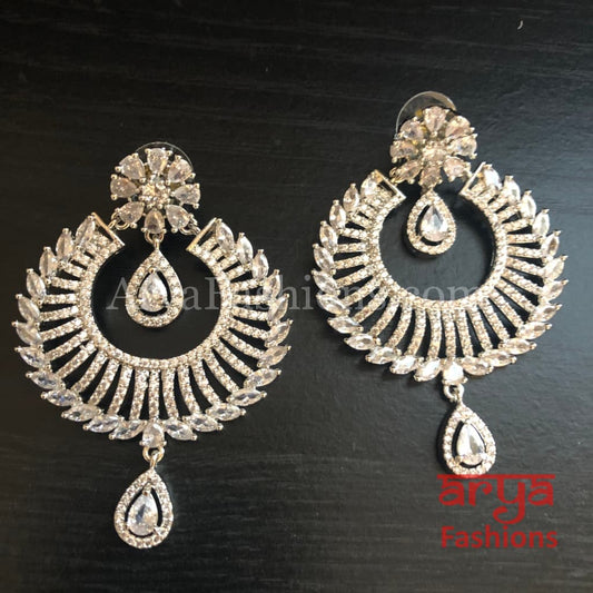 Rose Gold Statement Earrings/ CZ Indian Jewelry