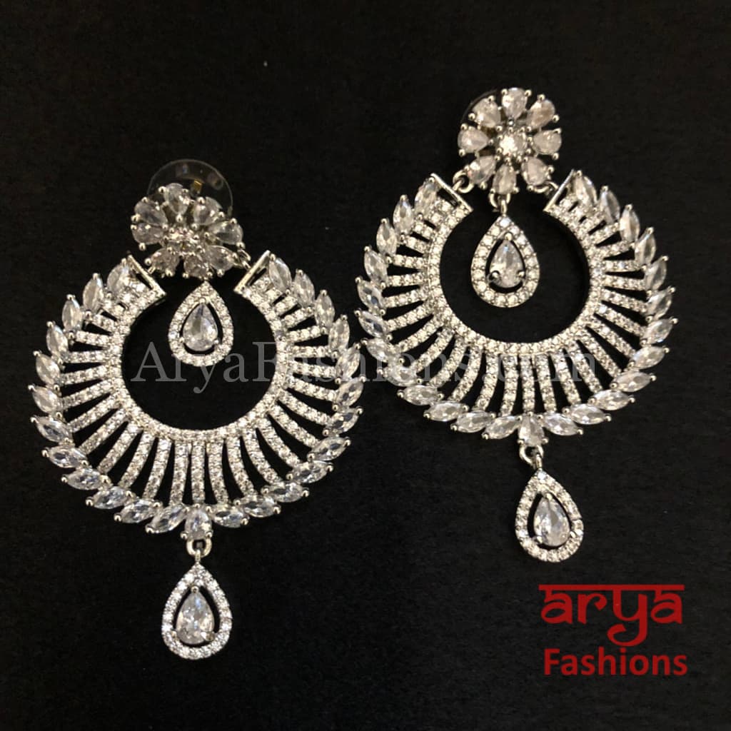 Rose Gold Statement Earrings/ CZ Indian Jewelry
