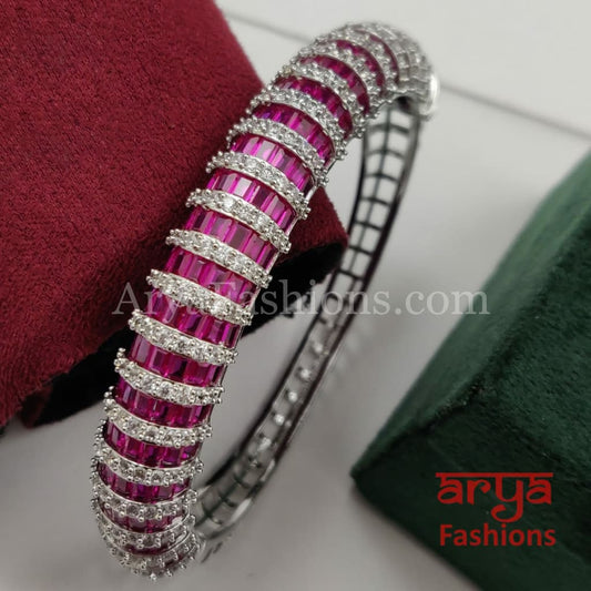 Ruby Silver Monalisa Stones CZ Bracelet/ Emerald Green Bracelet