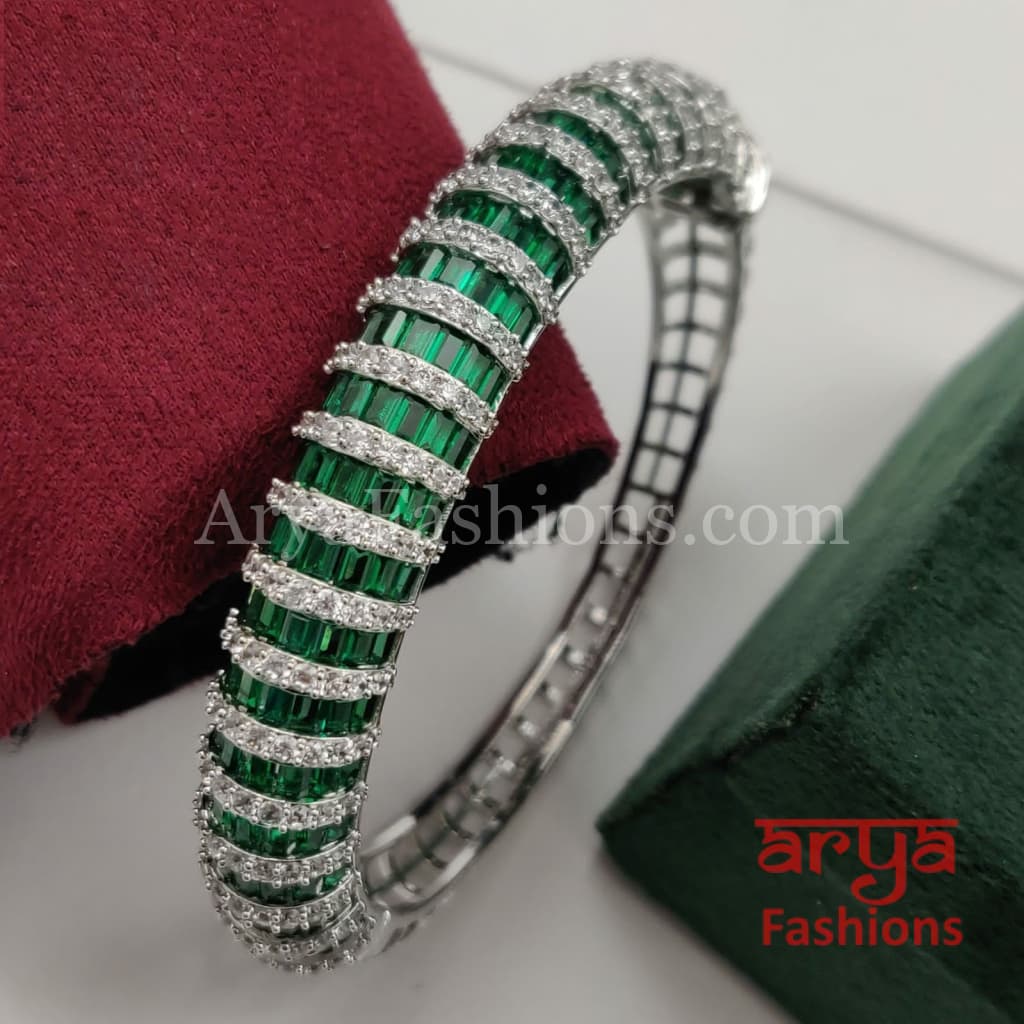 Ruby Silver Monalisa Stones CZ Bracelet/ Emerald Green Bracelet