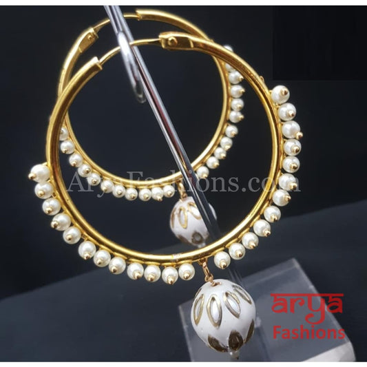 Ruhi Big Golden Balis with Meenakari Balls