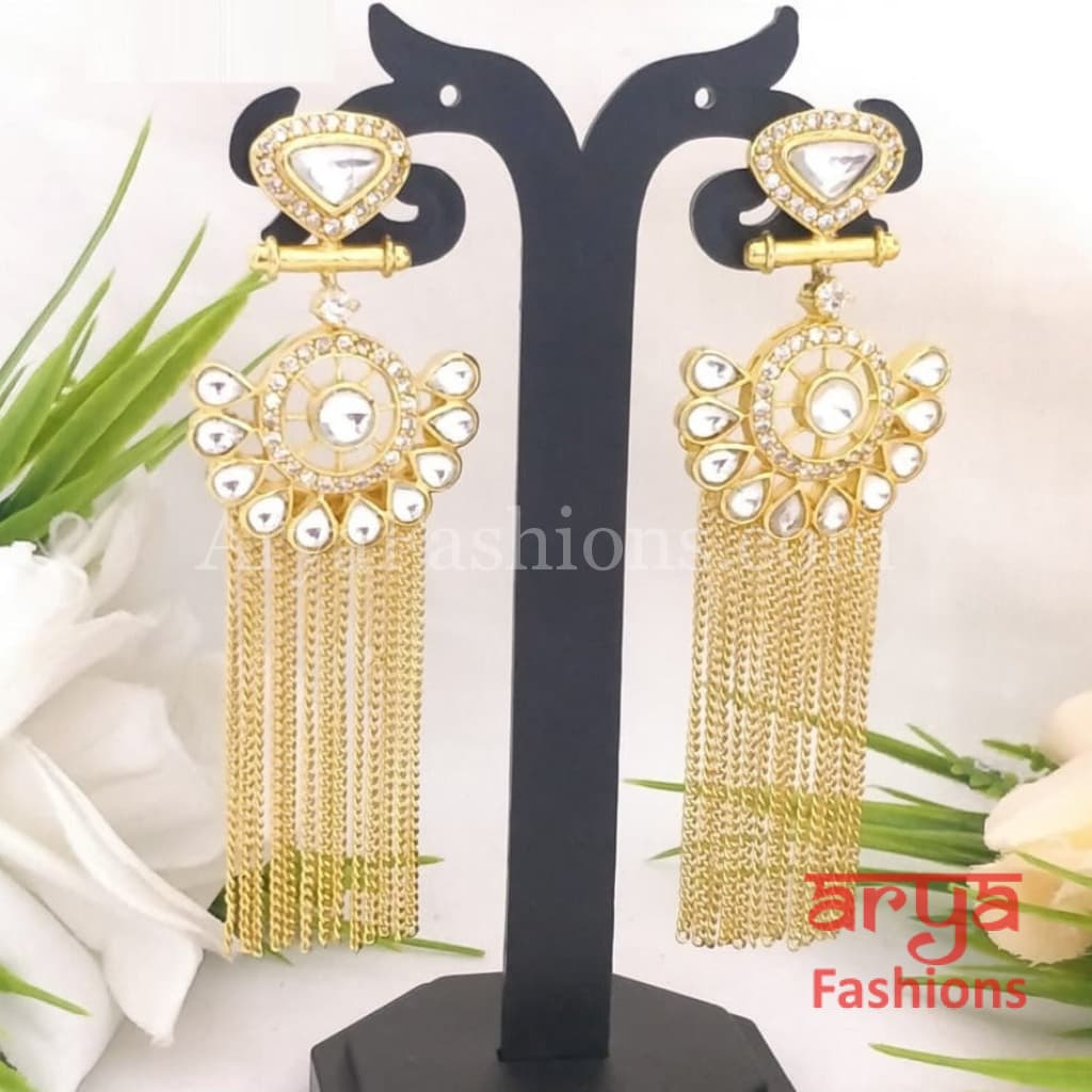Shamiya Golden Rajwadi Kundan CZ Earrings