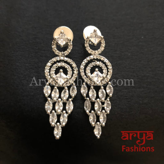 Silver CZ Earrings/ Designer Indian Jewelry