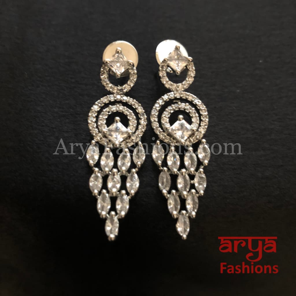 Silver CZ Earrings/ Designer Indian Jewelry