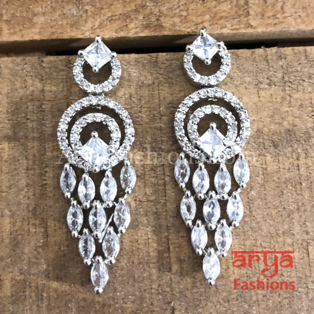 Silver CZ Earrings/ Designer Indian Jewelry