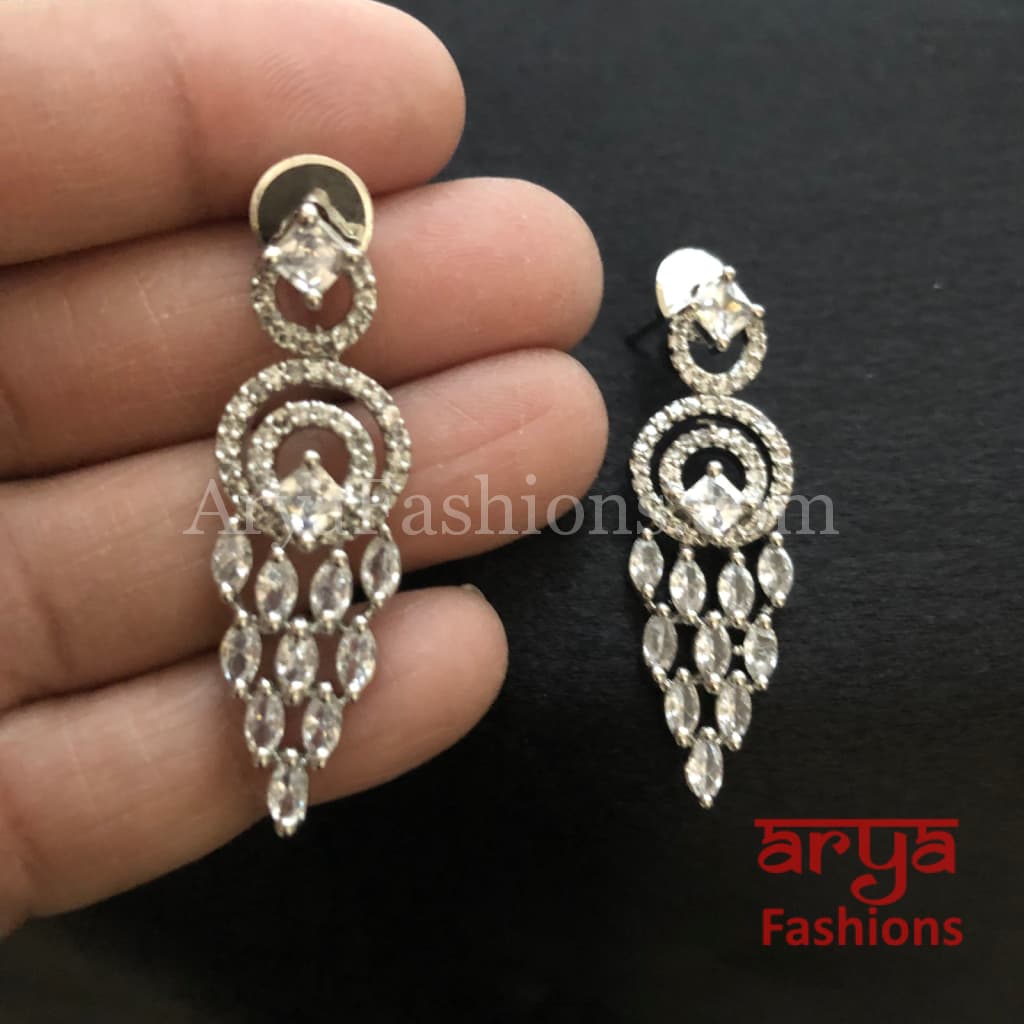 Silver CZ Earrings/ Designer Indian Jewelry