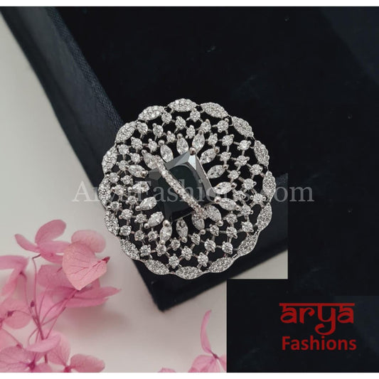 Spiral Band Designer Cubic Zirconia Moissanite Statement Ring