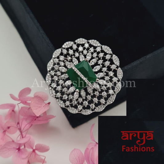 Spiral Band Designer Cubic Zirconia Moissanite Statement Ring