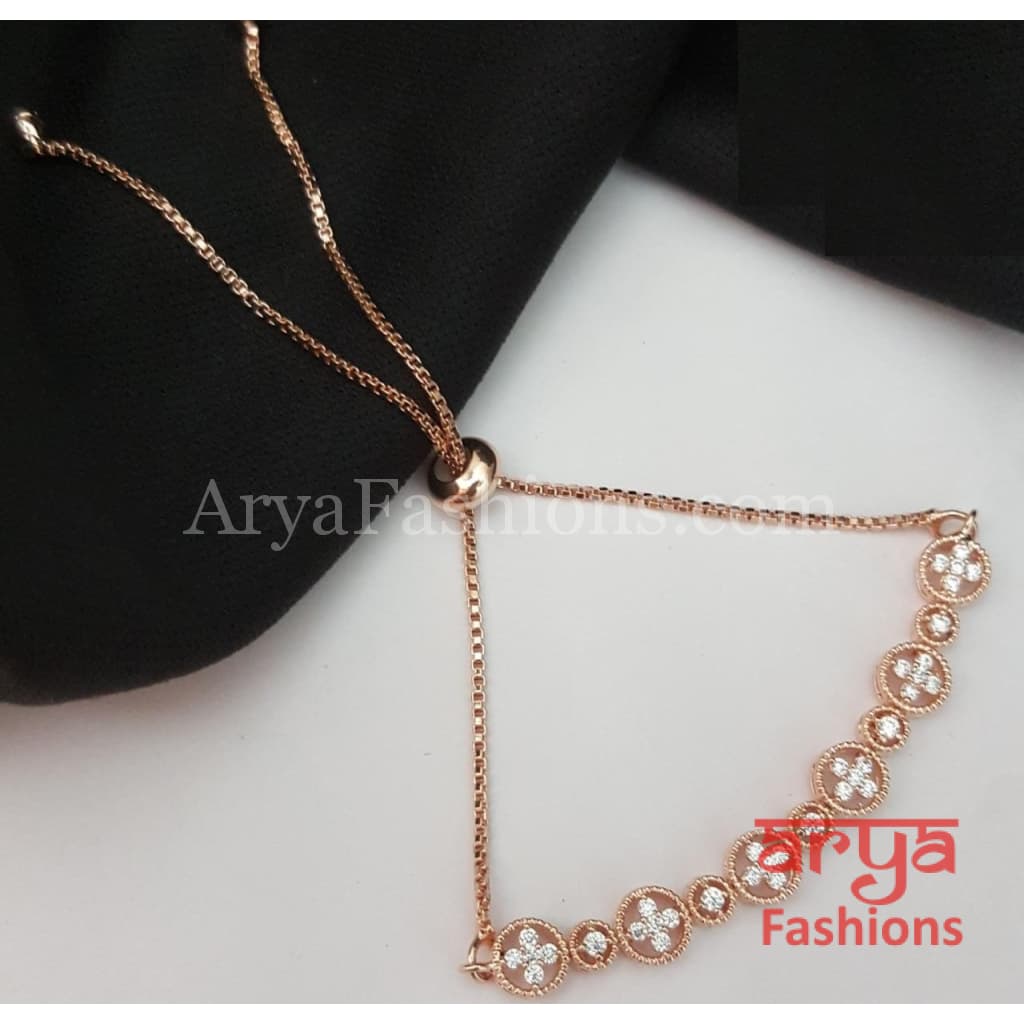 Tania Golden CZ Chain Bracelet/ Trendy Rose Gold Bracelet