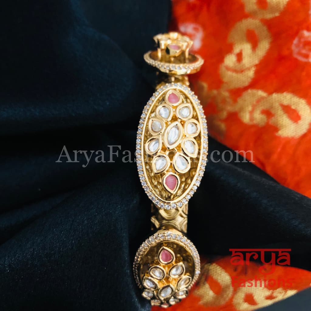 Veer Zara Jadau Kundan Bracelet/ Jaipuri CZ Rajwadi Openable Designer Bracelet