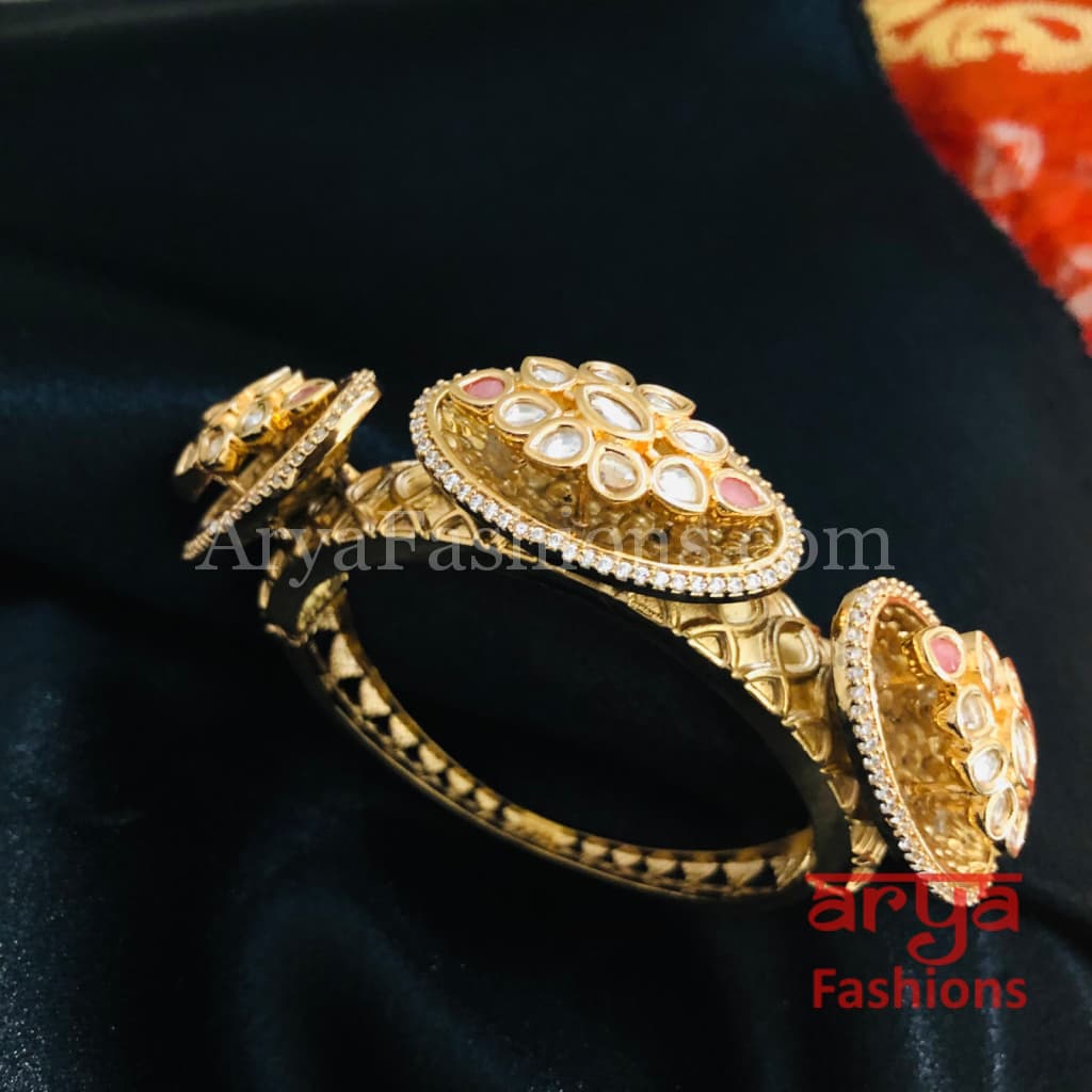 Veer Zara Jadau Kundan Bracelet/ Jaipuri CZ Rajwadi Openable Designer Bracelet