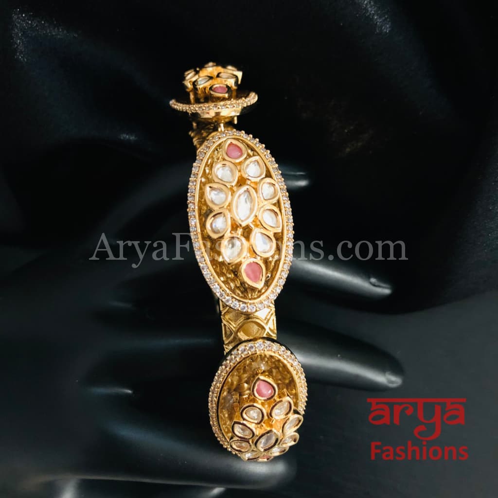 Veer Zara Jadau Kundan Bracelet/ Jaipuri CZ Rajwadi Openable Designer Bracelet