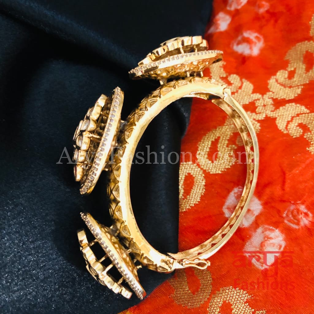 Veer Zara Jadau Kundan Bracelet/ Jaipuri CZ Rajwadi Openable Designer Bracelet