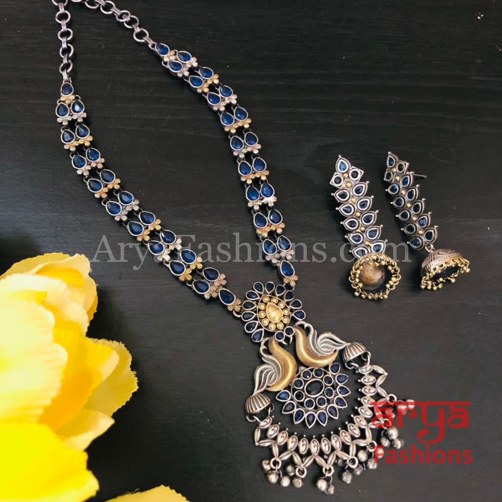 Kemp blue Stone necklace for Traditional Sarees and Salwars