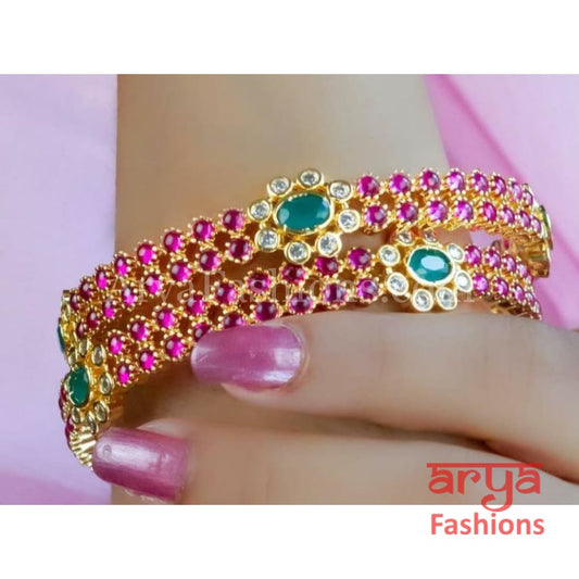 2.4,2.6,2.8 Ruby CZ,Kundan Jadau Kada Bangles