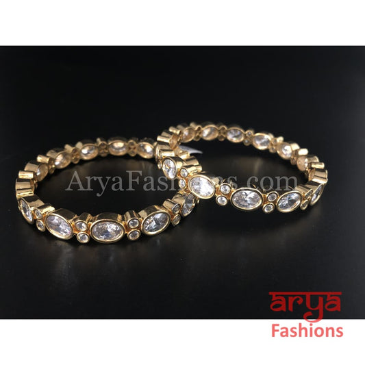 2.4 2.6 Golden CZ Stones Bangles