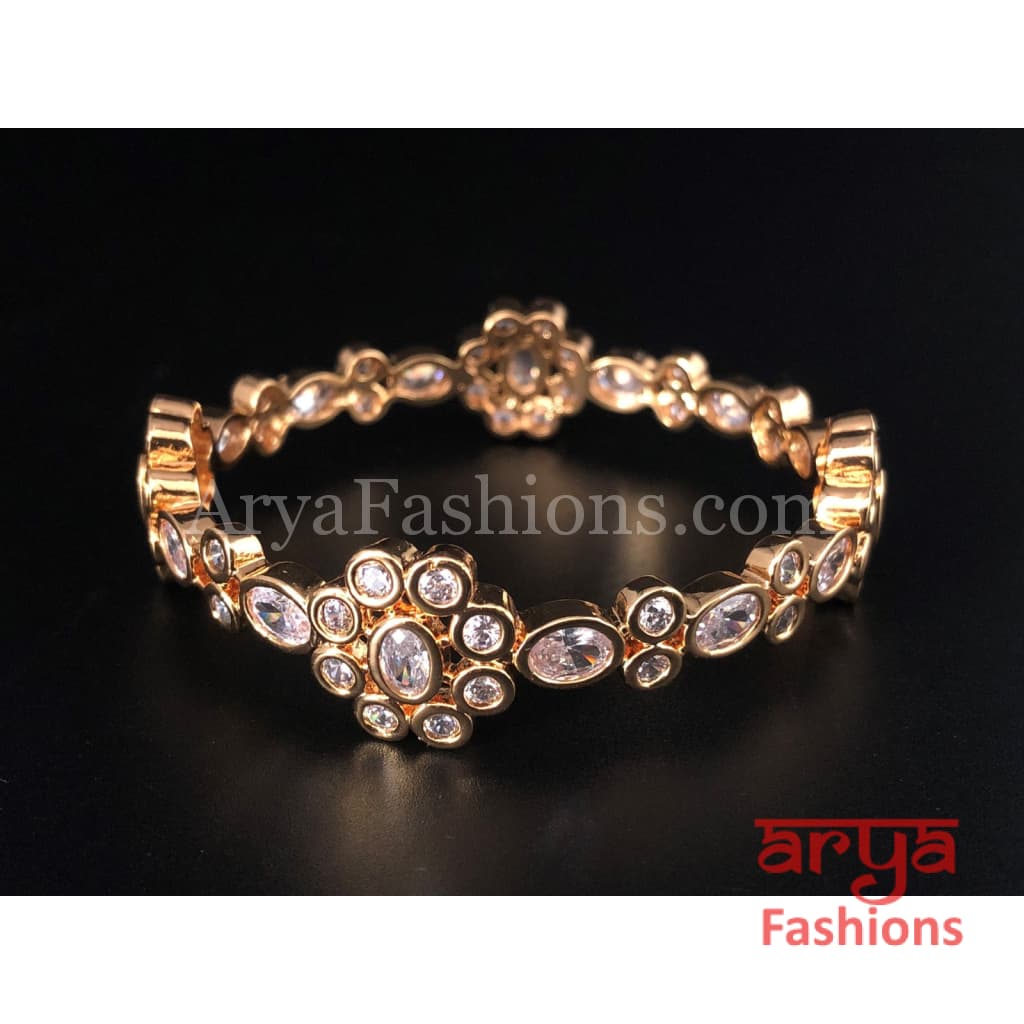 2.4 2.6 Golden White CZ Stones Bangles