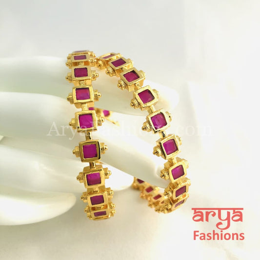 2.6 Golden Ruby Trendy Bangles