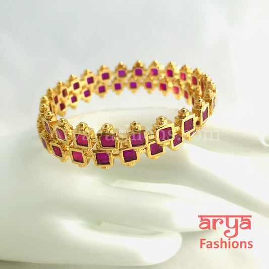 2.6 Golden Ruby Trendy Bangles