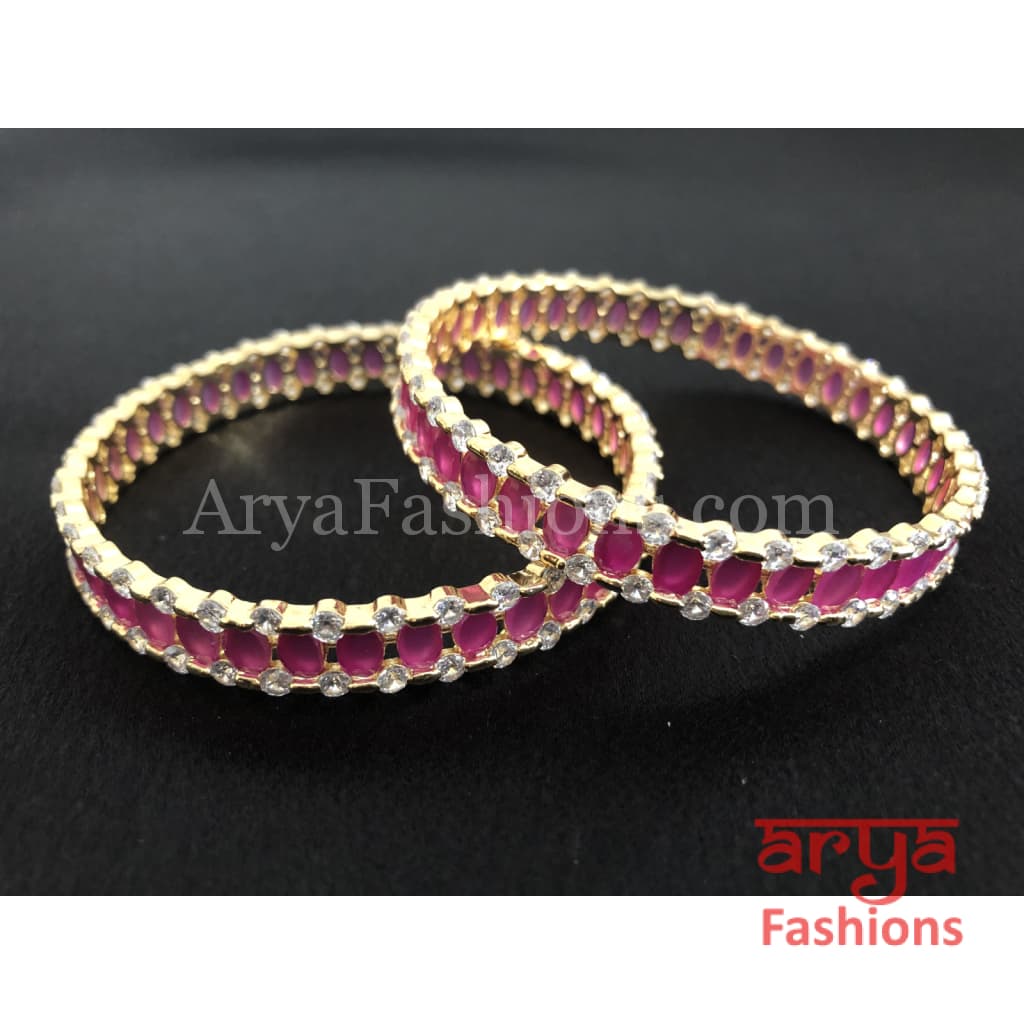 2.6 size Ruby/Green Emerald and CZ Stones Bangles