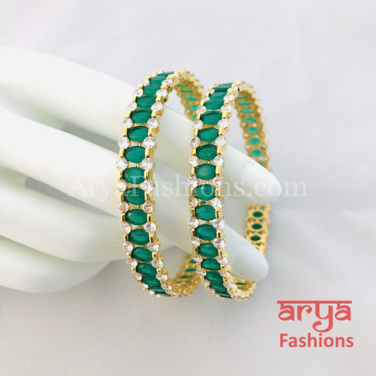 2.6 size Ruby/Green Emerald and CZ Stones Bangles