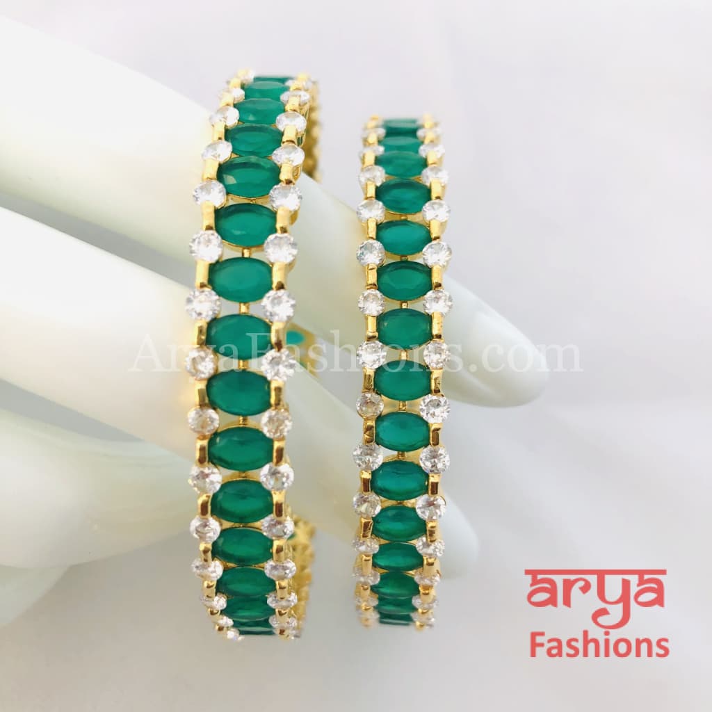 2.6 size Ruby/Green Emerald and CZ Stones Bangles