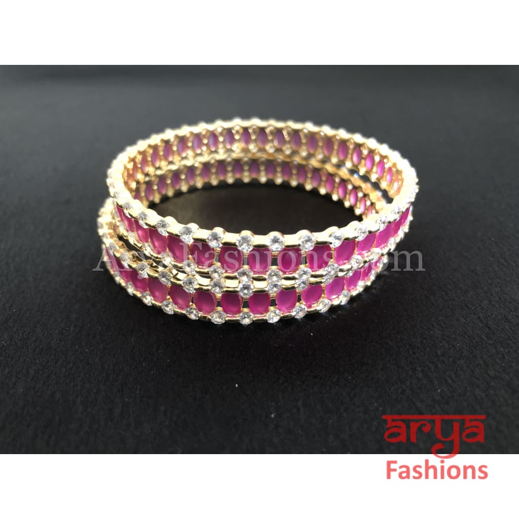 2.6 size Ruby/Green Emerald and CZ Stones Bangles