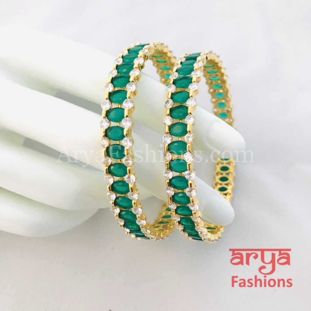 2.6 size Ruby/Green Emerald and CZ Stones Bangles