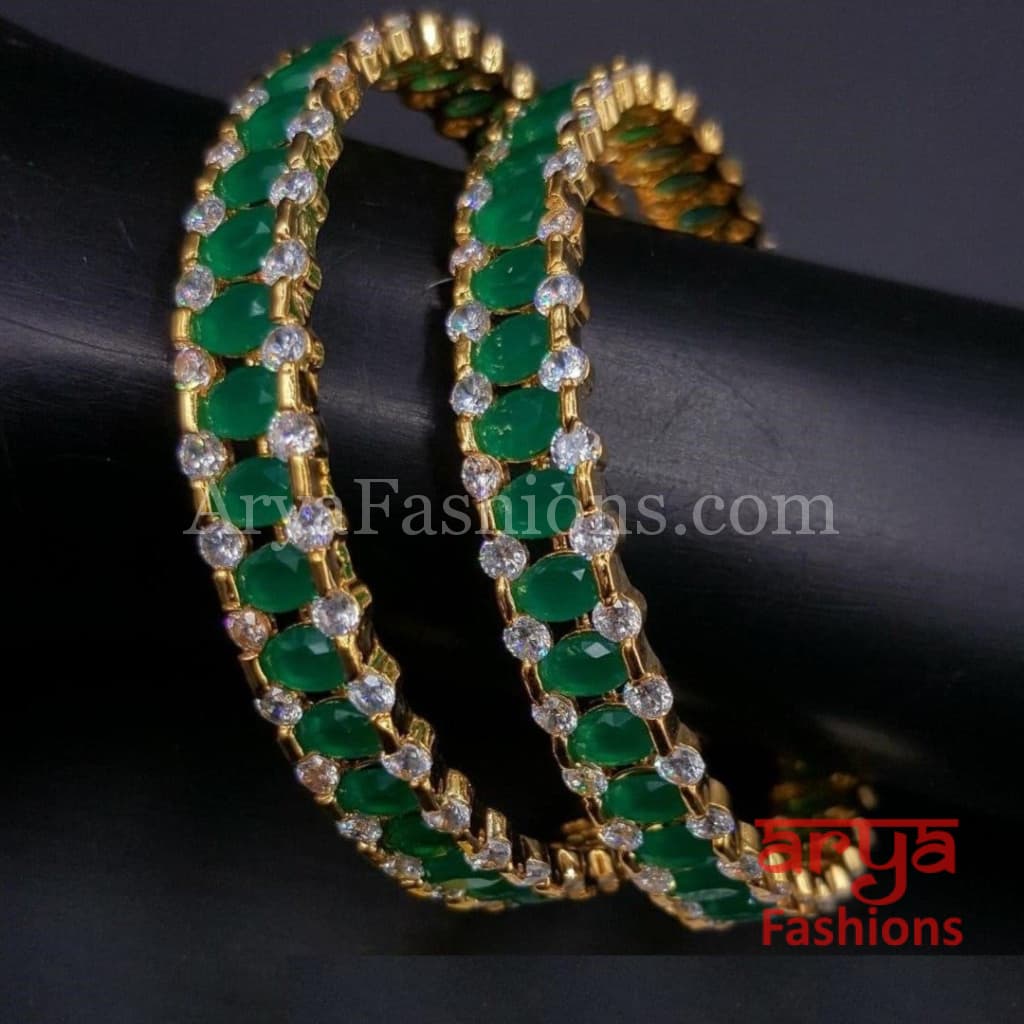 2.6 size Ruby/Green Emerald and CZ Stones Bangles