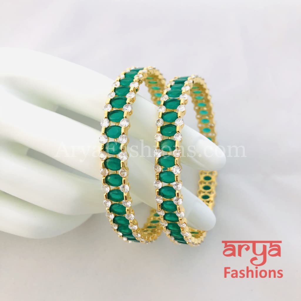 2.6 size Ruby/Green Emerald and CZ Stones Bangles