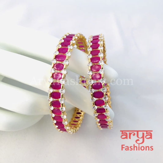 2.6 size Ruby/Green Emerald and CZ Stones Bangles