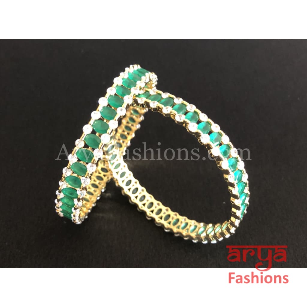 2.6 size Ruby/Green Emerald and CZ Stones Bangles