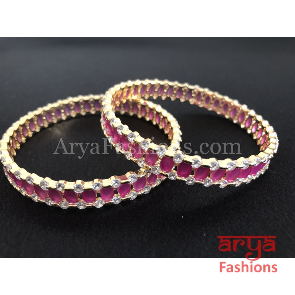 2.6 size Ruby/Green Emerald and CZ Stones Bangles