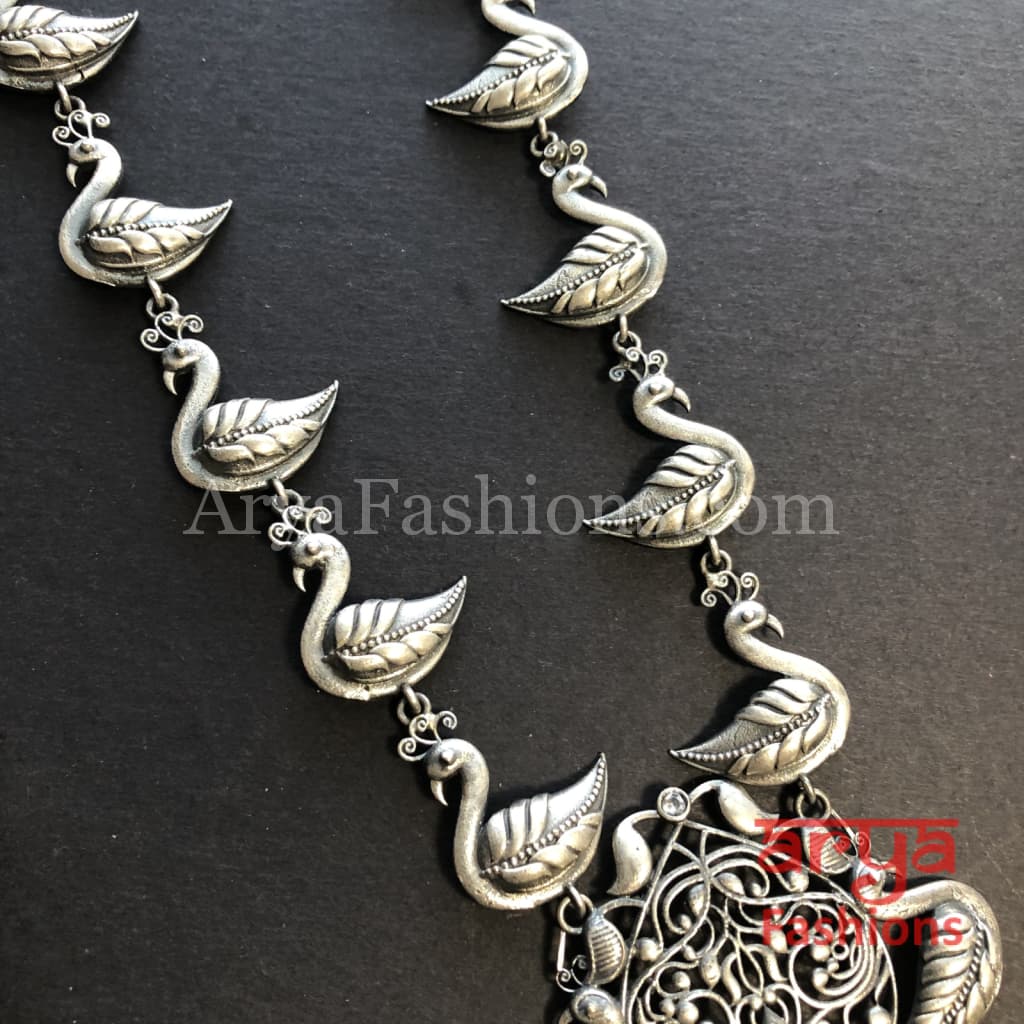 Aarushi Silver Pendant Necklace/ Amrapali Oxidized Tribal Necklace