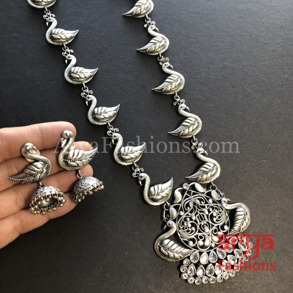 Aarushi Silver Pendant Necklace/ Amrapali Oxidized Tribal Necklace