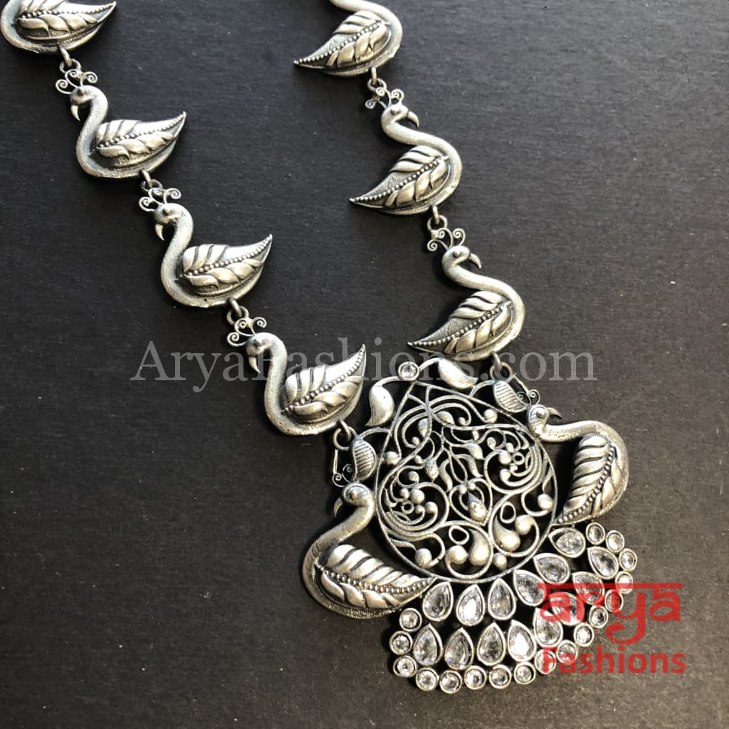 Aarushi Silver Pendant Necklace/ Amrapali Oxidized Tribal Necklace